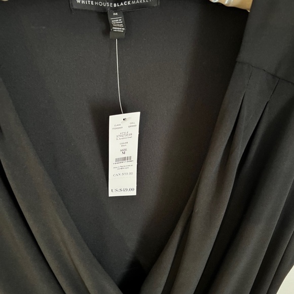 NWT WHBM Black Mock Wrap Blouse - Picture 7 of 10